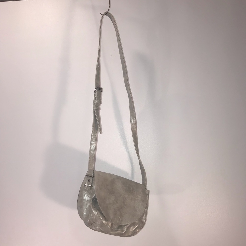 Small gray-silver purse Cato long strap